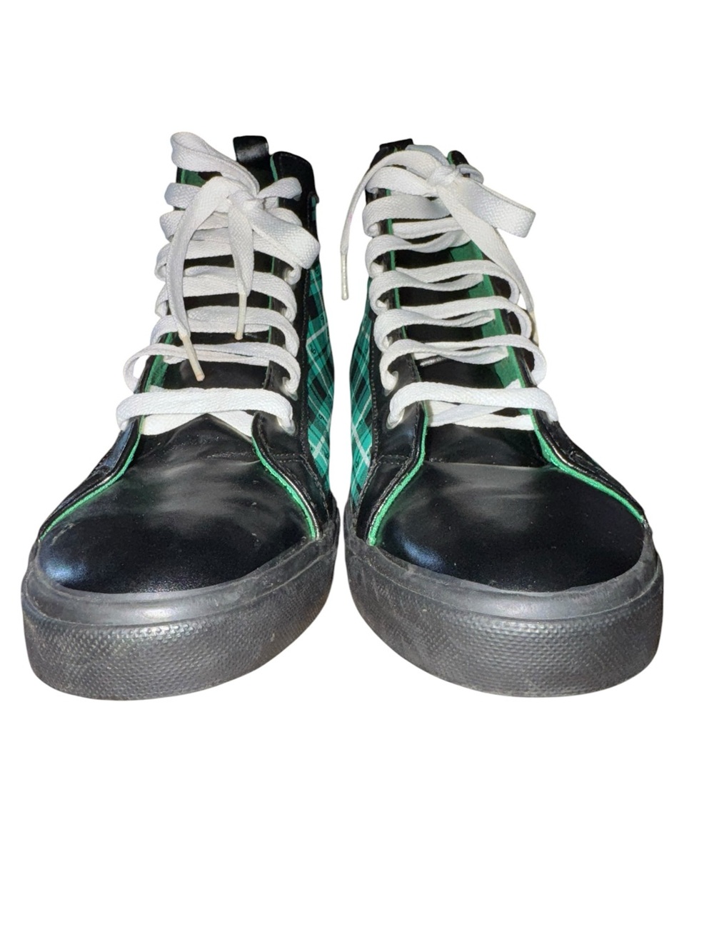 Harry Potter Slytherin High Top Sneakers Green Plaid Women’s 10 Hogwarts - Picture 2 of 11